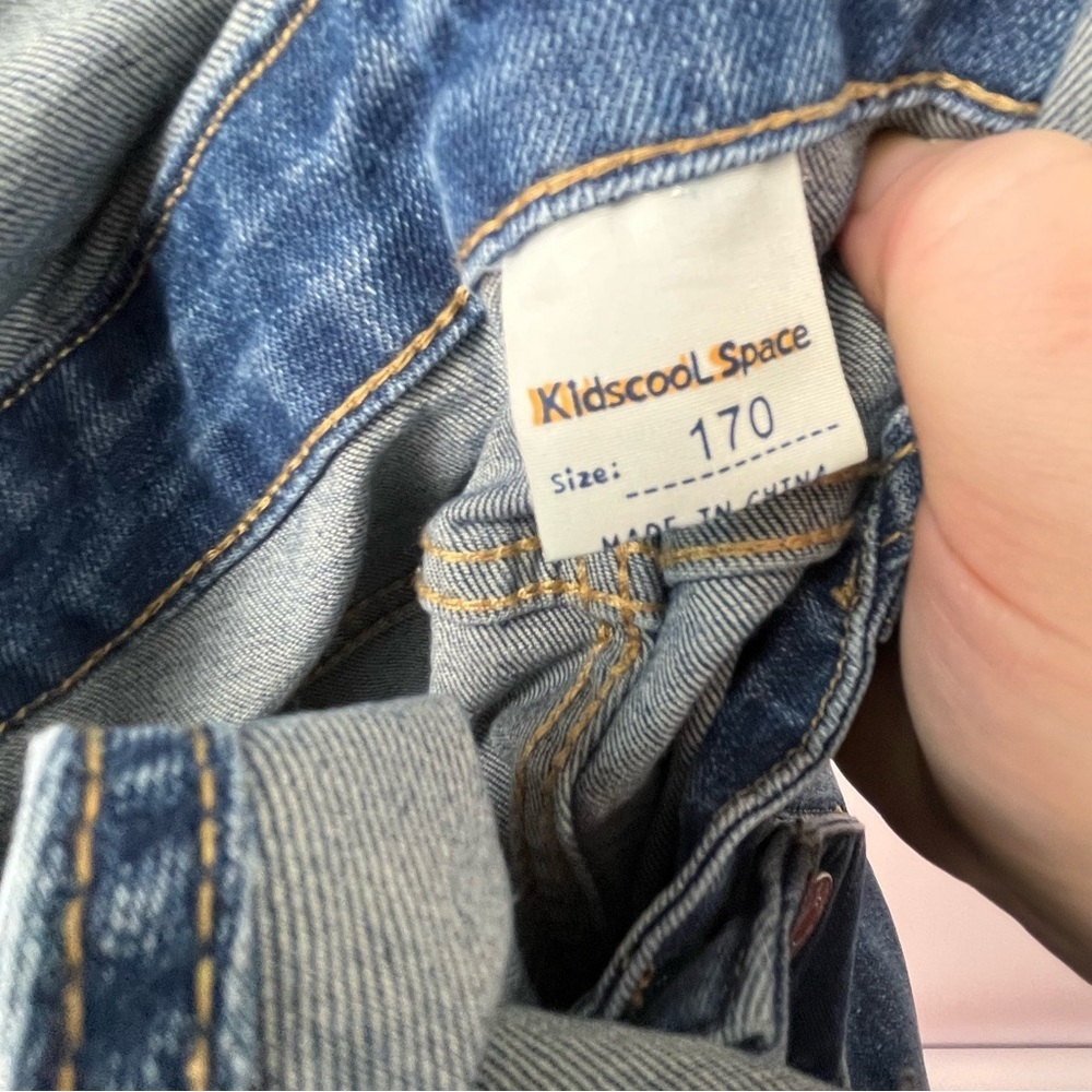 Kidscool Space Denim Bibbed Overalls Stretchy Adjustable Sz 170 Girls - Picture 3 of 4